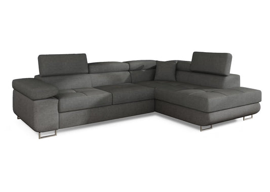 Antony - Grey Corner Sofa with Sleeping Function & Storage Left or Right width 272 cm