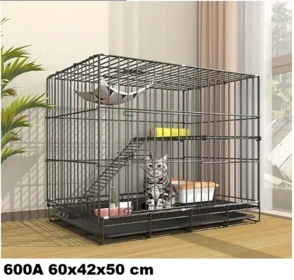 Large Foldable Stainless Steel Cat Cage – Durable Pet House for Cats & Small Dogs White Grey