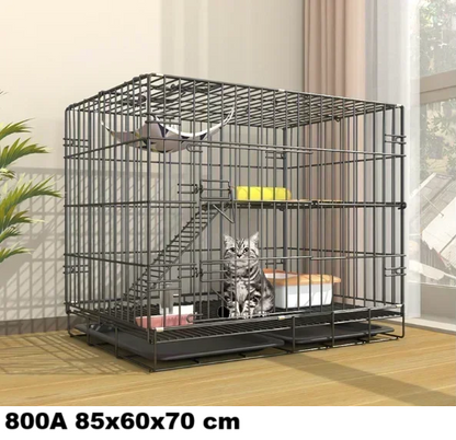 Large Foldable Stainless Steel Cat Cage – Durable Pet House for Cats & Small Dogs White Grey