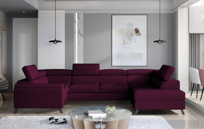 ESCADA U-Shape Corner Sofa with Sleeping Function Storage, Various Colours Velvet Width 336 cm