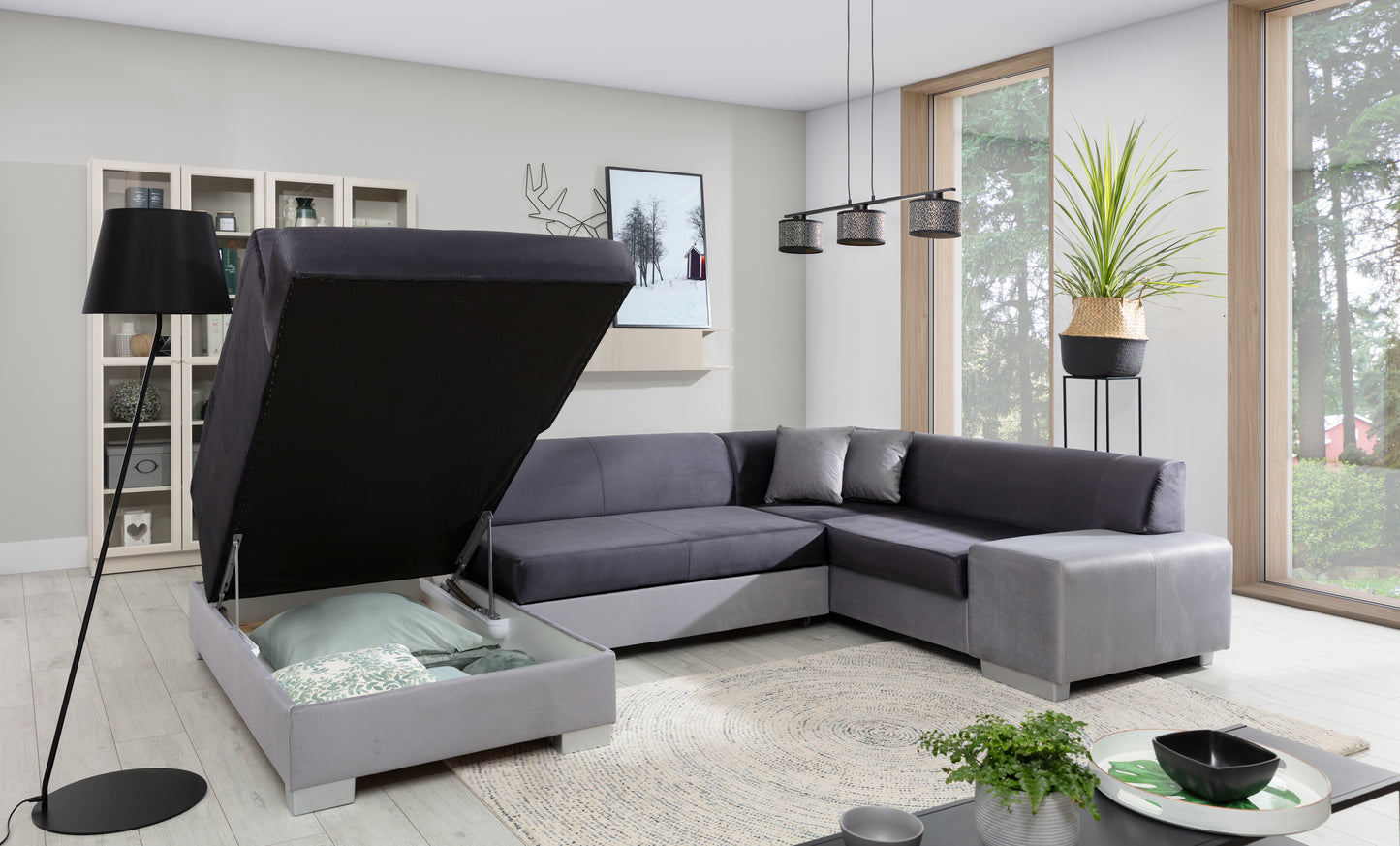 HAVANA U-Shape Corner Sofa with Sleeping Function, Storage, Various Colours Width 320 cm