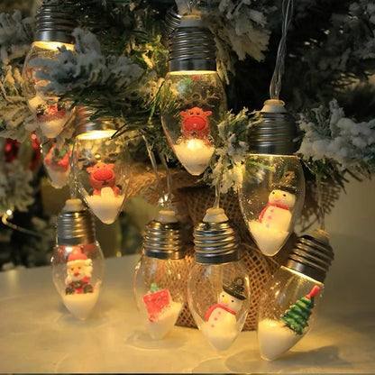 Christmas Santa Claus LED String Lights - Festive Battery-Powered Hanging Decorations