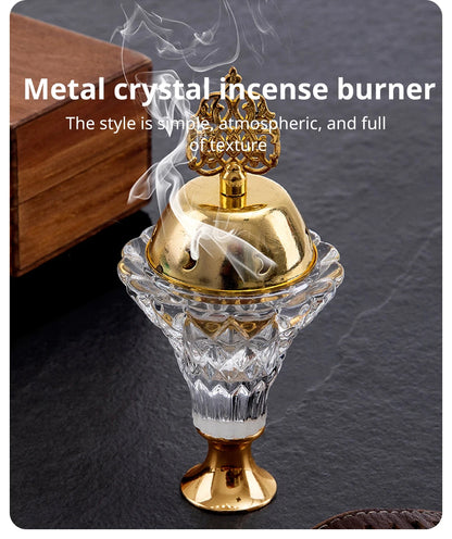 Artificial Crystal Incense Burner with Cover – Aromatherapy Diffuser for Home & Yoga Studio Decor