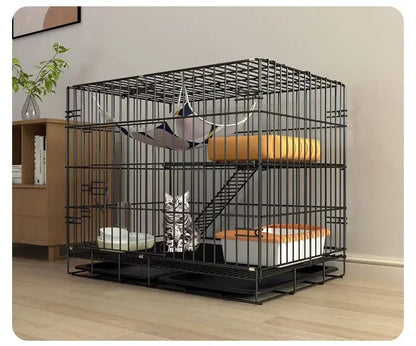 Large Foldable Stainless Steel Cat Cage – Durable Pet House for Cats & Small Dogs White Grey