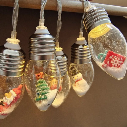 Christmas Santa Claus LED String Lights - Festive Battery-Powered Hanging Decorations