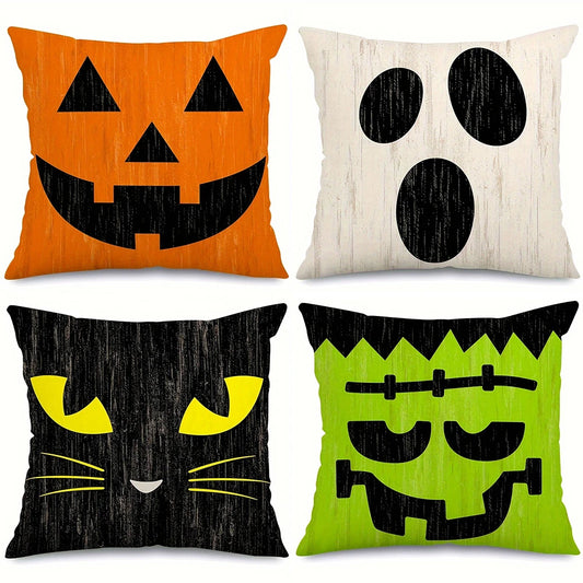 Halloween Decorative Cushion Cover – Funny Expression Pillow Cover for Party & Home Decor 4 designs