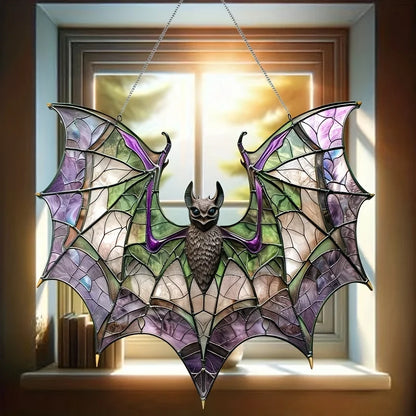 Contemporary Acrylic Bat Suncatcher – Halloween Wall Art & Wreath Centerpiece Decor