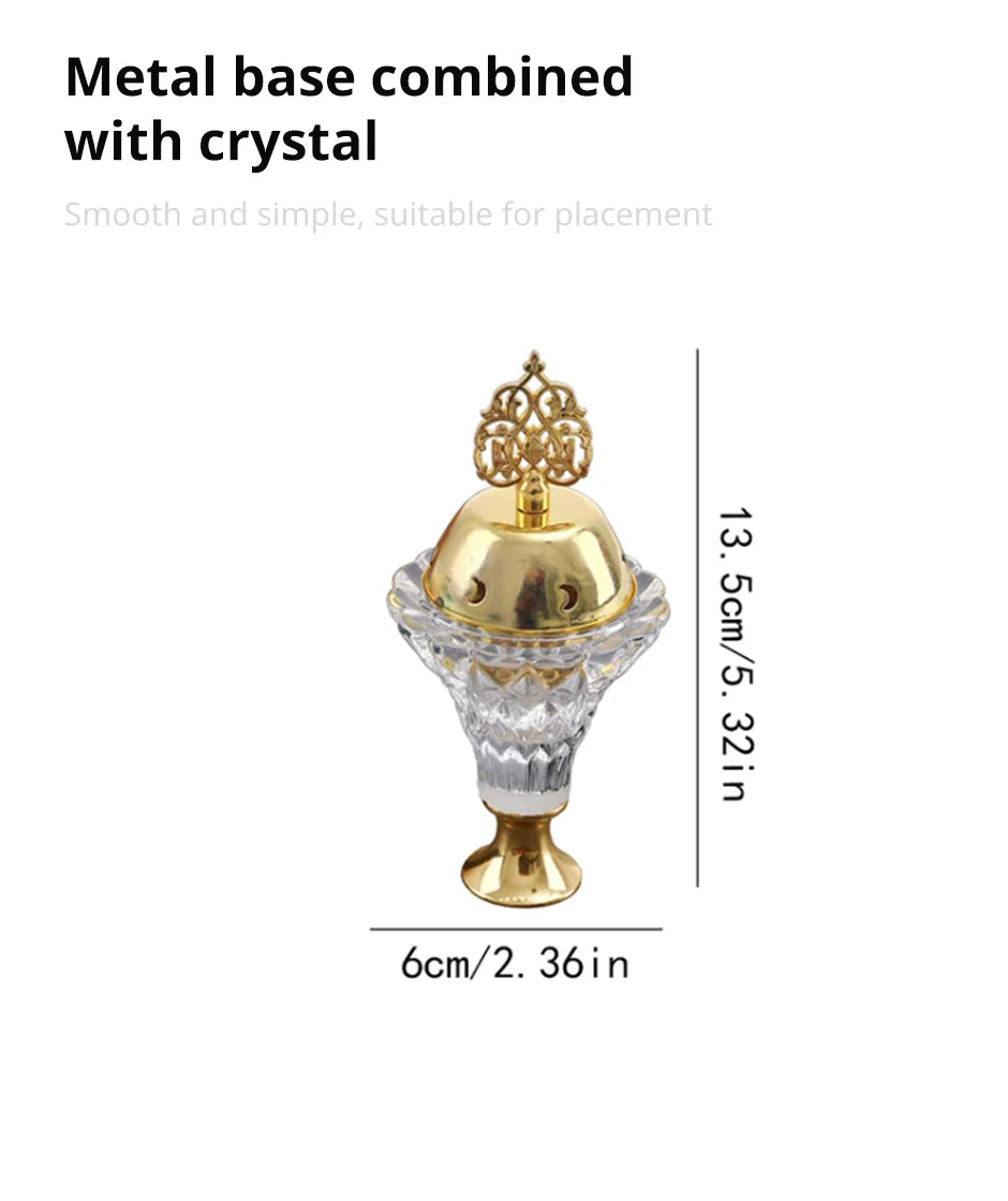 Artificial Crystal Incense Burner with Cover – Aromatherapy Diffuser for Home & Yoga Studio Decor