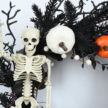 Scary Home Decor Halloween Wreath Decoration For Front Door Simulation Black Branch  Skeleton Pumpkin 50cm