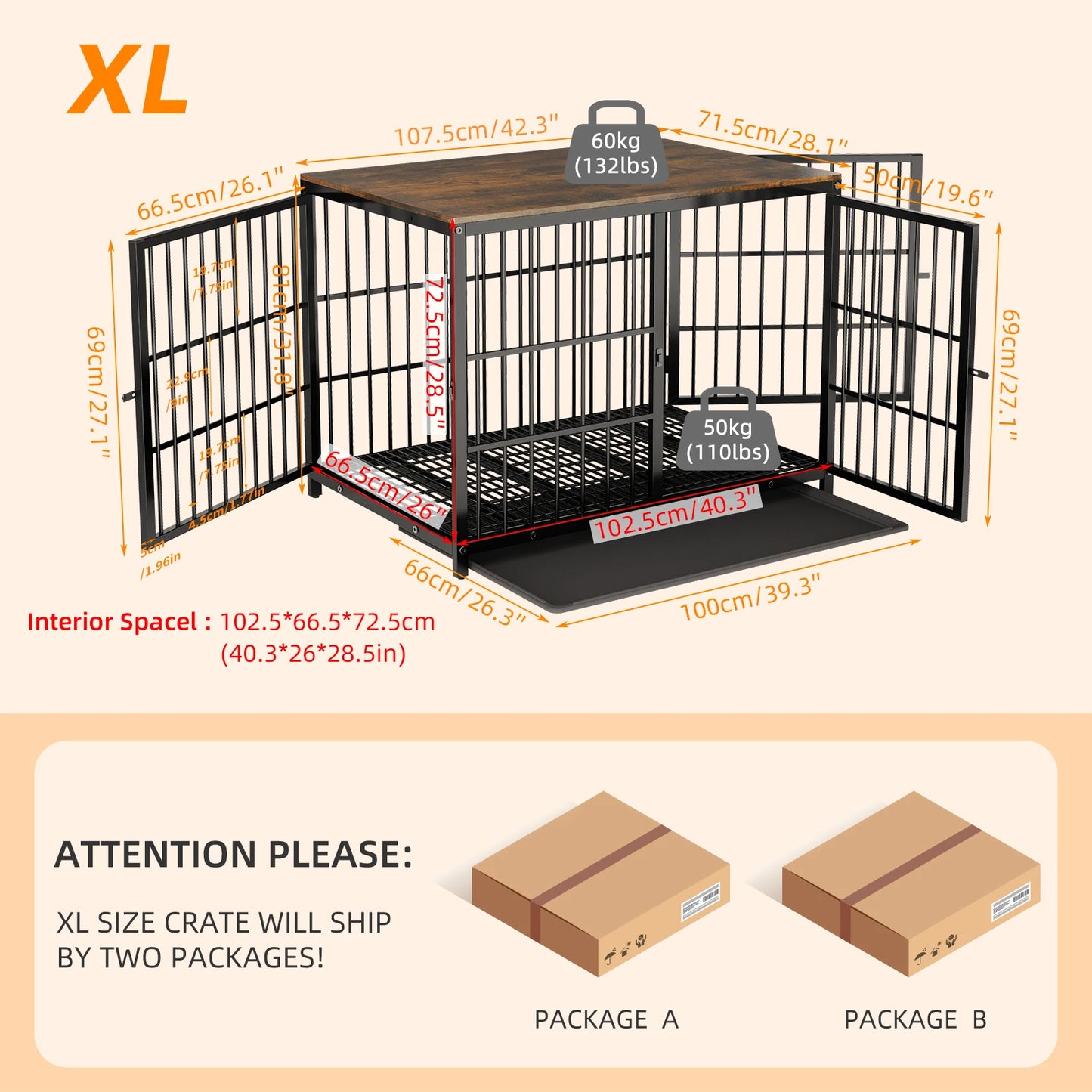 Furniture-Style Dog Crate & End Table – Multi-Functional Pet Kennel XL