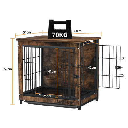 Pet Cage Kennel with 2 Doors and Removable Tray - Dog Crate & End Table S, M, L