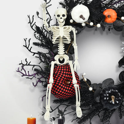 Scary Home Decor Halloween Wreath Decoration For Front Door Simulation Black Branch  Skeleton Pumpkin 50cm