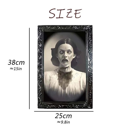 3D Moving Picture Frame – Halloween Scary Changing Face Wall Decoration for Party & Outdoor Props