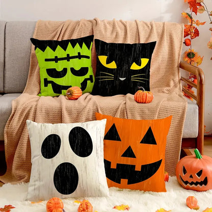 Halloween Decorative Cushion Cover – Funny Expression Pillow Cover for Party & Home Decor 4 designs