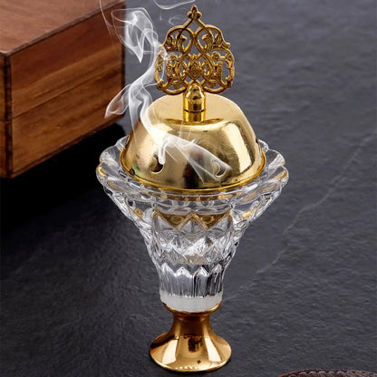 Artificial Crystal Incense Burner with Cover – Aromatherapy Diffuser for Home & Yoga Studio Decor