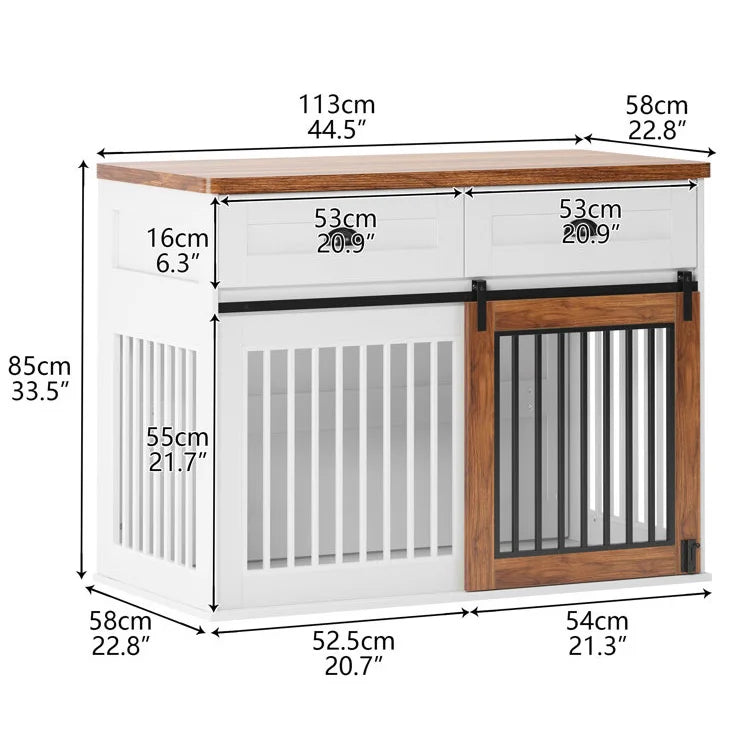 Multifunctional Wooden & Metal Dog Crate – Stylish Indoor Pet House & Storage Cabinet