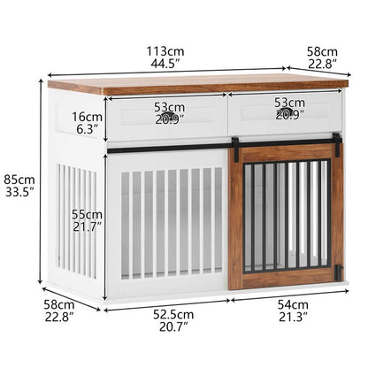 Multifunctional Wooden & Metal Dog Crate – Stylish Indoor Pet House & Storage Cabinet