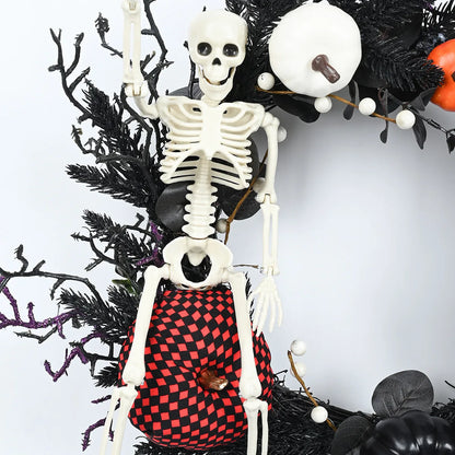 Scary Home Decor Halloween Wreath Decoration For Front Door Simulation Black Branch  Skeleton Pumpkin 50cm