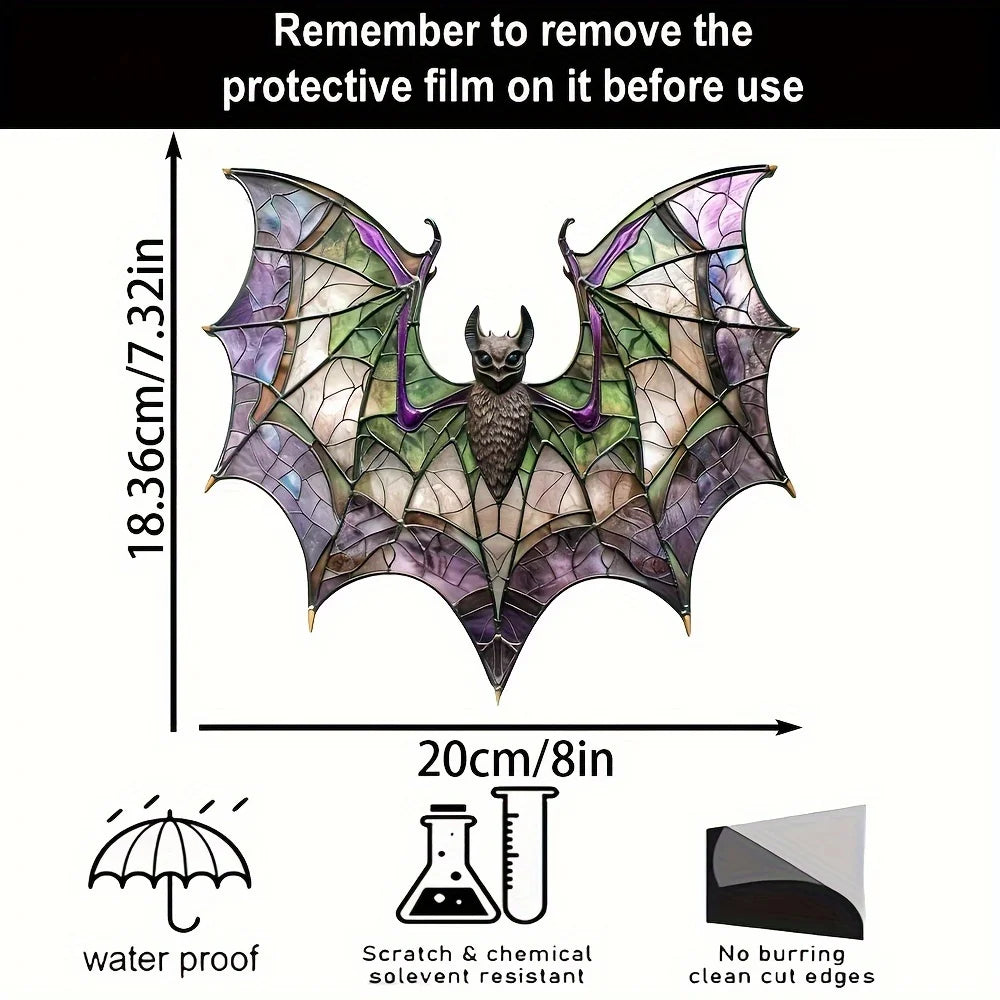 Contemporary Acrylic Bat Suncatcher – Halloween Wall Art & Wreath Centerpiece Decor