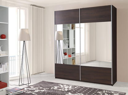 VARIO - 2 Sliding Doors Wardrobe with Mirror Shelves Hanging Rail Various Colours with 175 cm