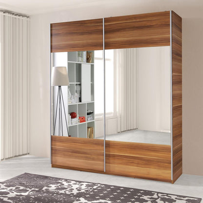 VARIO - 2 Sliding Doors Wardrobe with Mirror Shelves Hanging Rail Various Colours with 175 cm