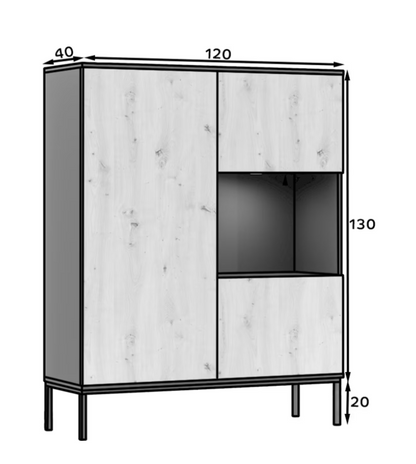 Lanzzi Display Cabinet – Modern Storage Solution with Stylish Design Width 120 cm