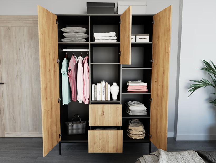 Lanzzi Wardrobe – Stylish & Functional Storage Solution with Ample Space Width 135 cm