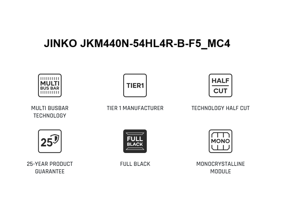 Solar Panel JINKO 440W TIGER NEO  Photovoltaic Module Half Cut 30mm Black Panda Backsheet MC4 connector 1200mm Cable Micro Rectangular Cells