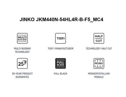 Solar Panel JINKO 440W TIGER NEO  Photovoltaic Module Half Cut 30mm Black Panda Backsheet MC4 connector 1200mm Cable Micro Rectangular Cells