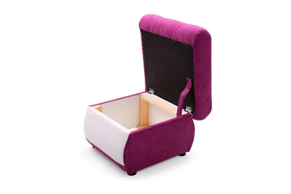 Sofa Bed NENA in Colour Purple Claret with Sleeping Function, Storage and Footrest