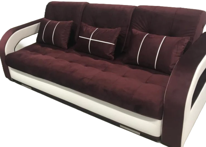 Sofa Bed NENA in Colour Purple Claret with Sleeping Function, Storage and Footrest